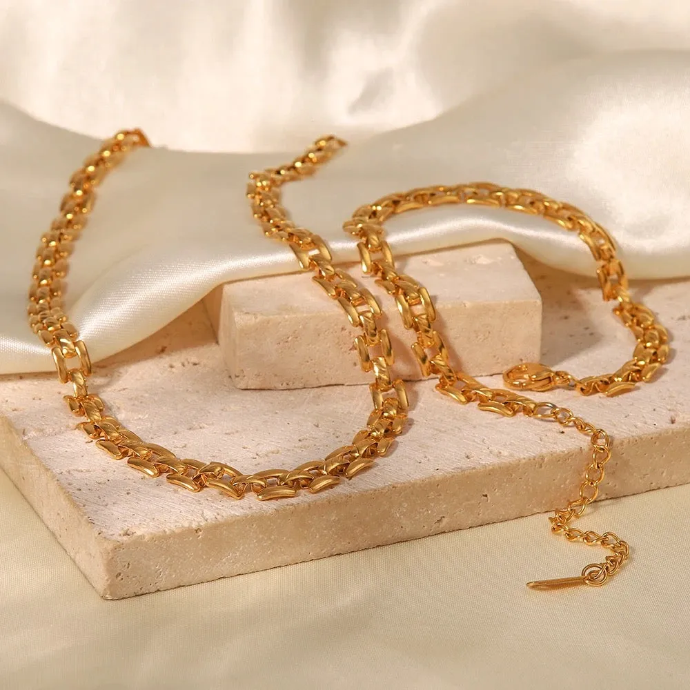 Boho & Mala Stainless Steel/18k Gold Plated Necklace