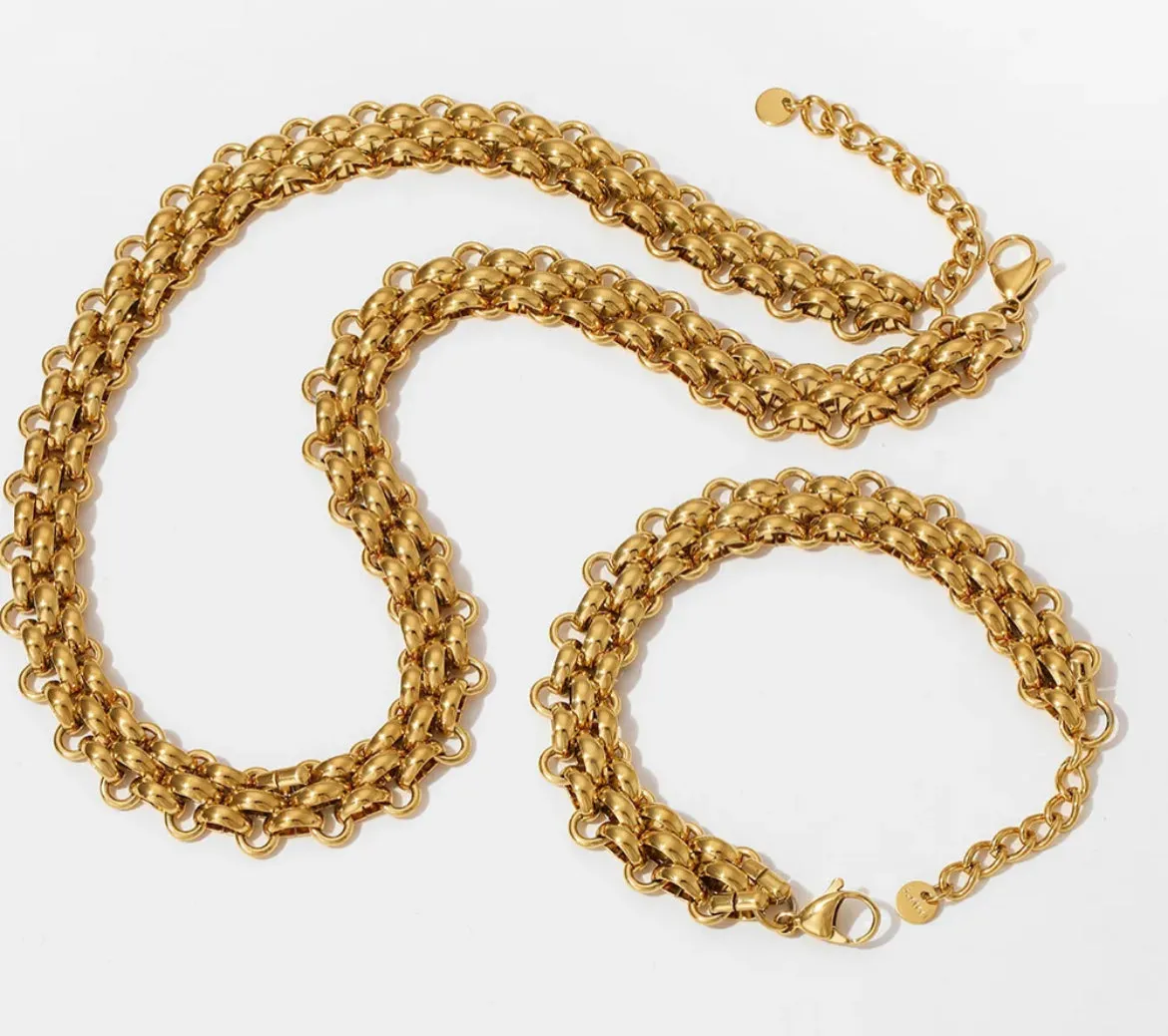 Boho & Mala Thick Chain Stainless Steel Pendant Necklace