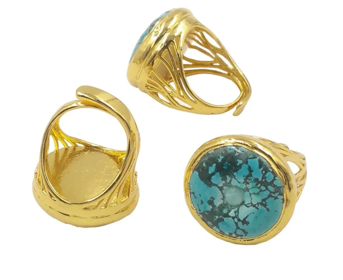 Boho & Mala Turquoise Gold Ring (adjustable from size 8)