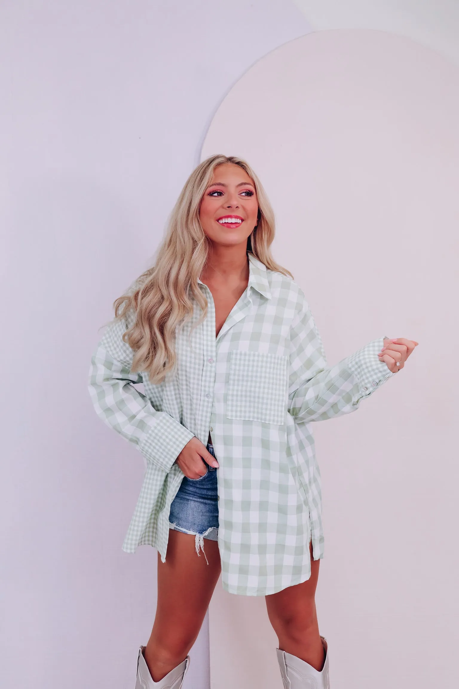 Cabo Comfy Checker Print Shirt - Sage
