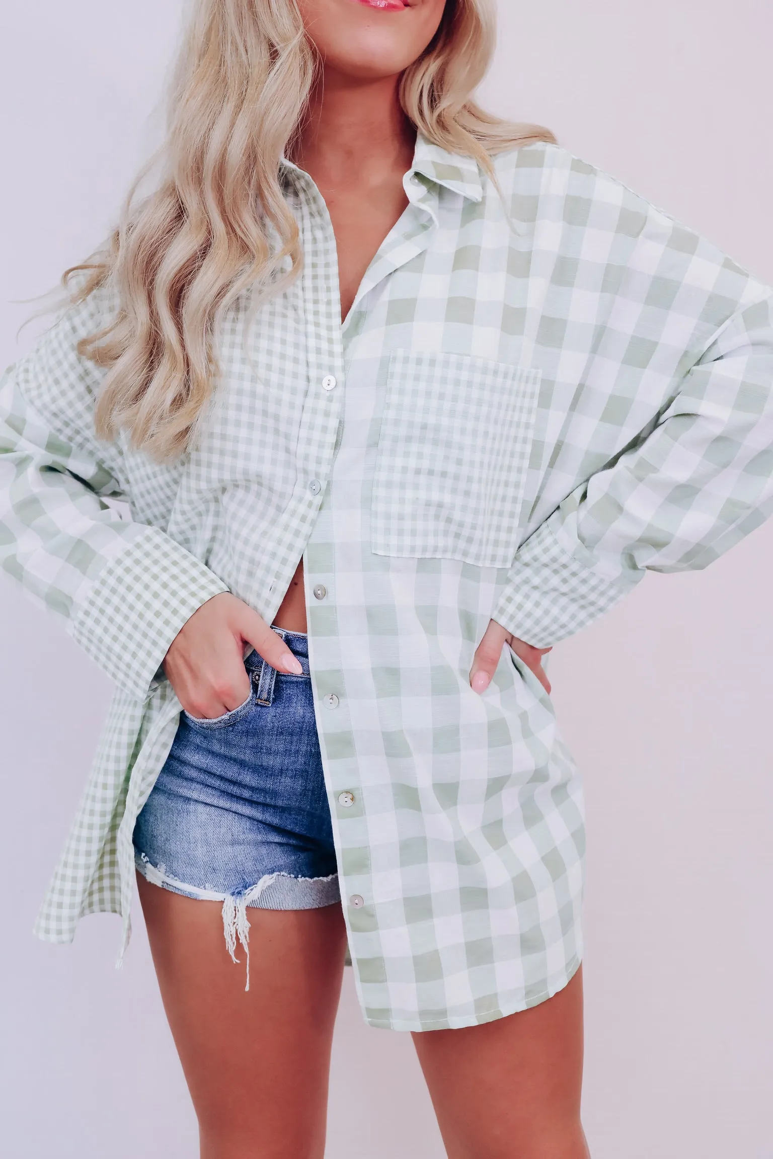 Cabo Comfy Checker Print Shirt - Sage