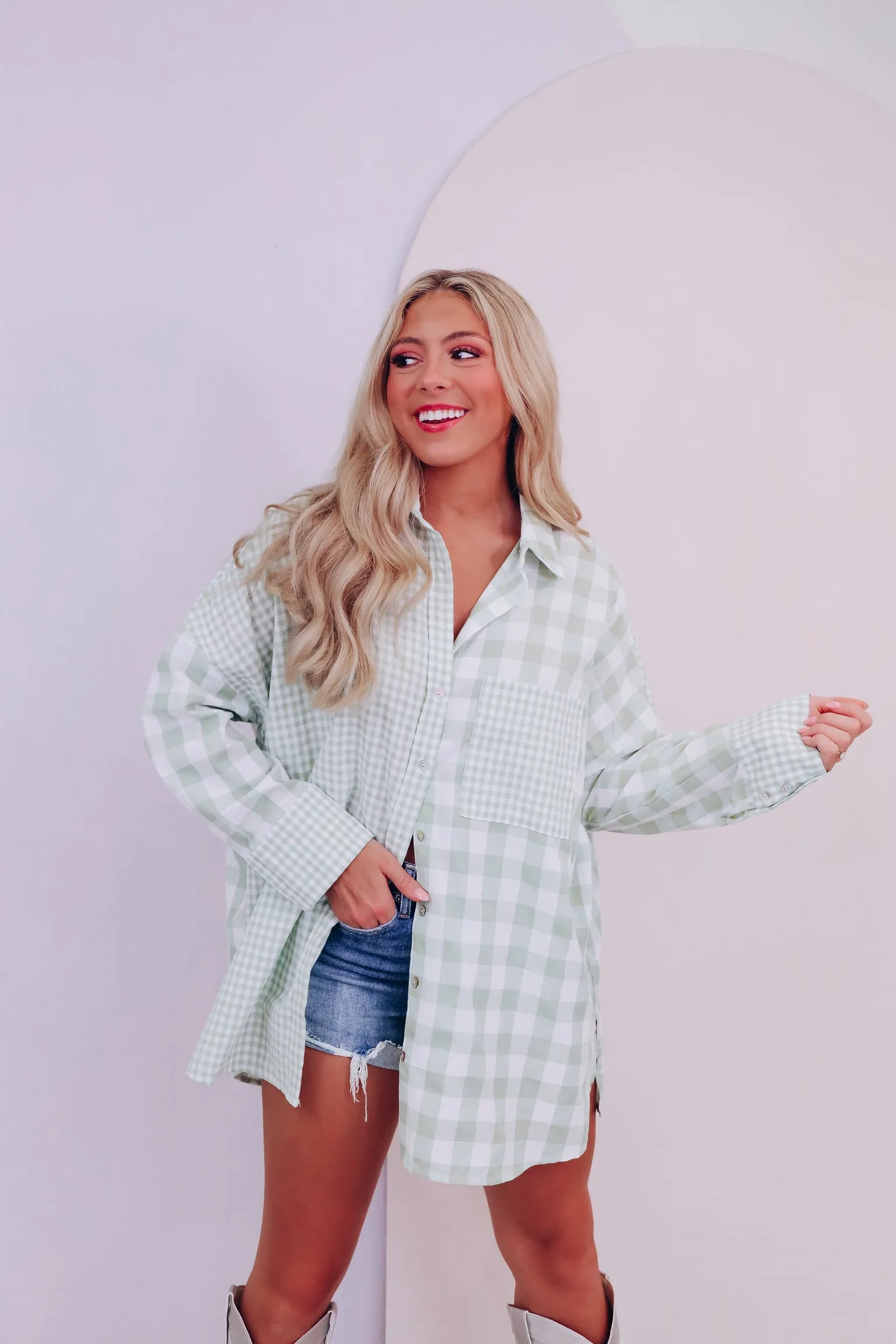 Cabo Comfy Checker Print Shirt - Sage
