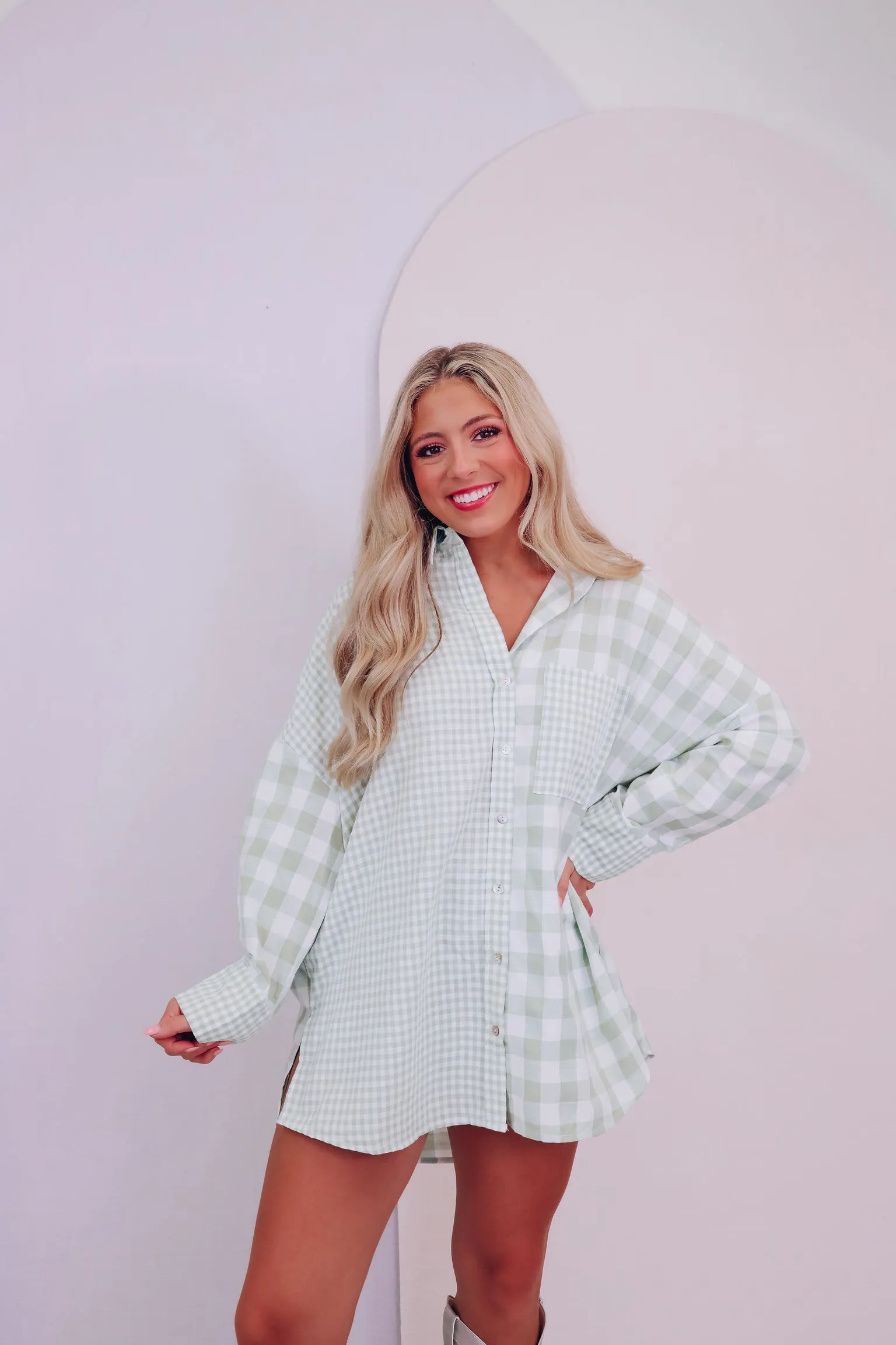 Cabo Comfy Checker Print Shirt - Sage