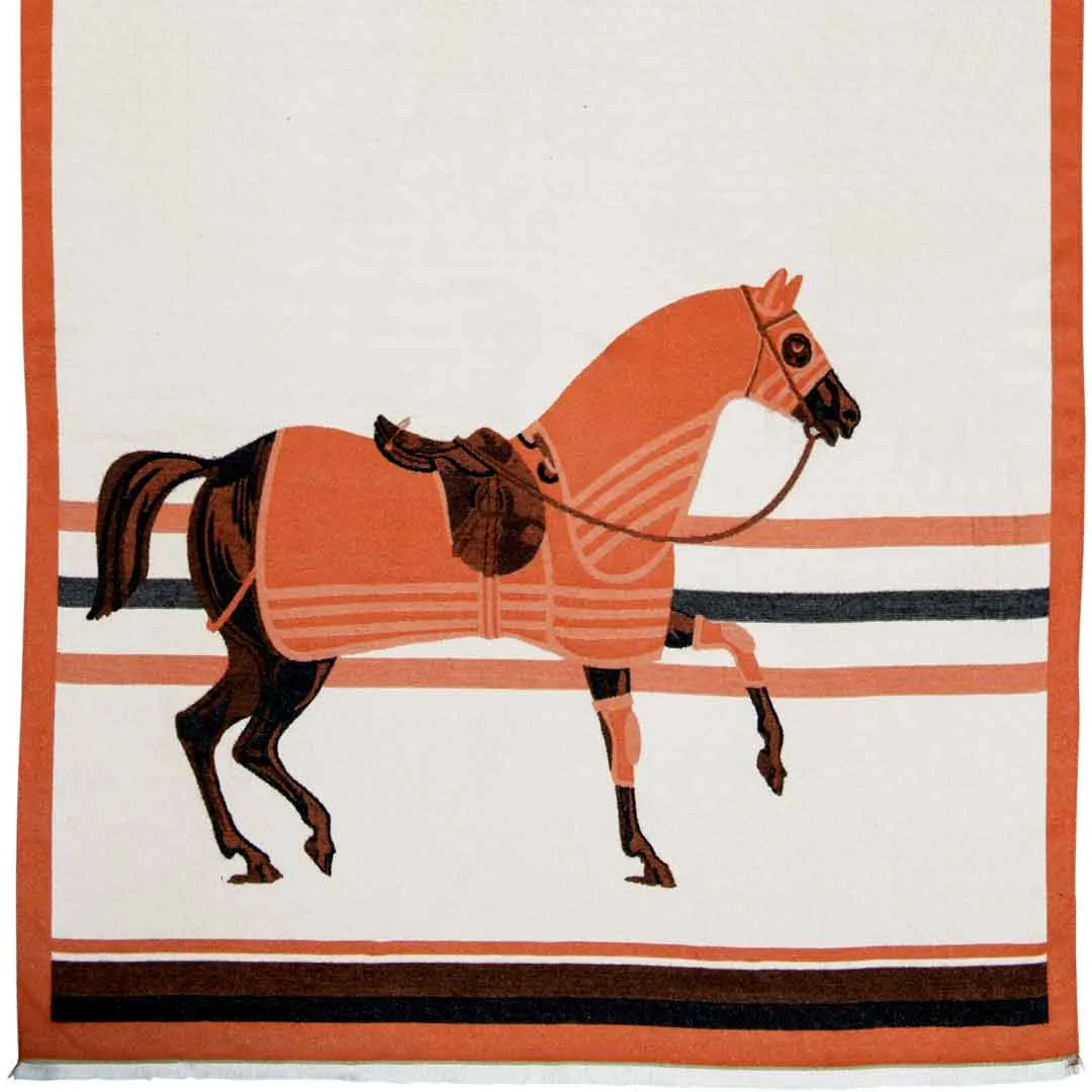 Cali -  Tangerine Equestrian Motif Luxe Shawl