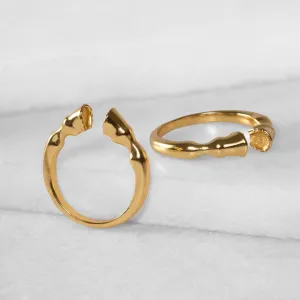 Cavallo - Elegant Stylized Horse Hooves 14K Gold on Sterling Silver Ring
