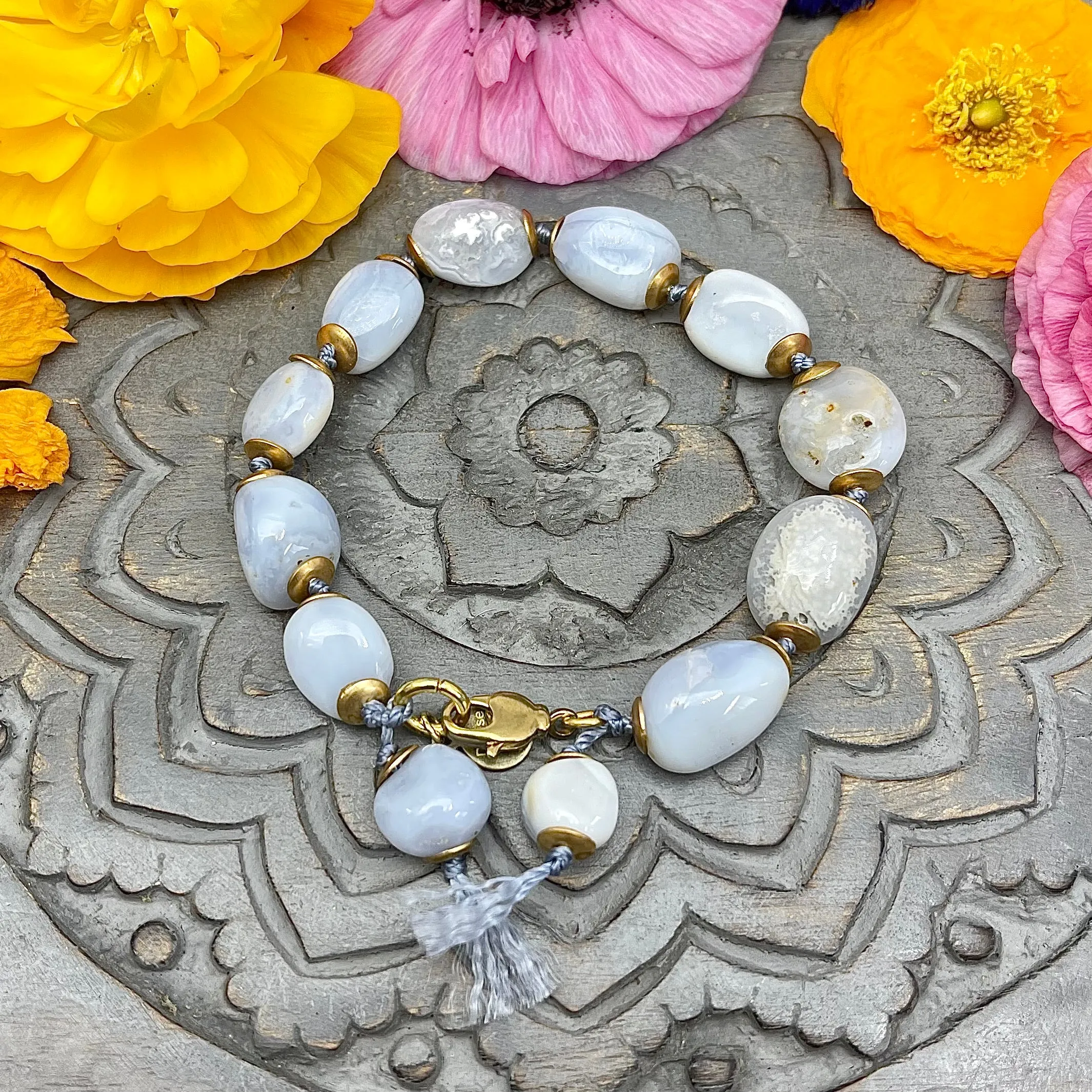 Chalcedony Simple Knotted Bracelet