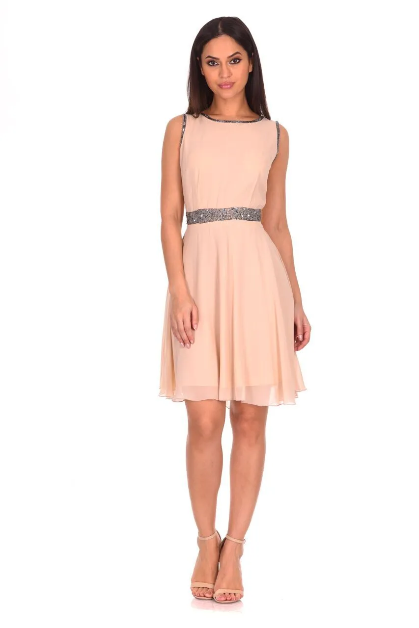 Champagne Sequin Skater Dress