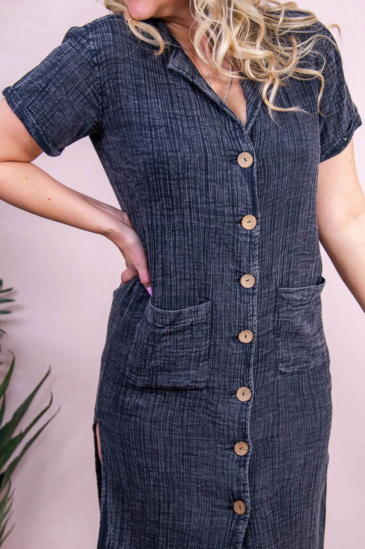 Comfy Culture Vintage Black Solid Dress - D5180VBK
