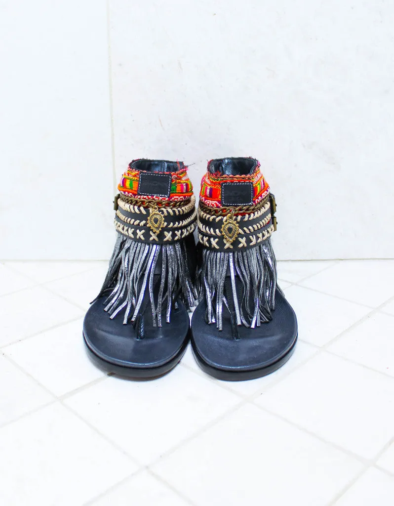 Custom Made Boho Sandals in Black | SIZE 39