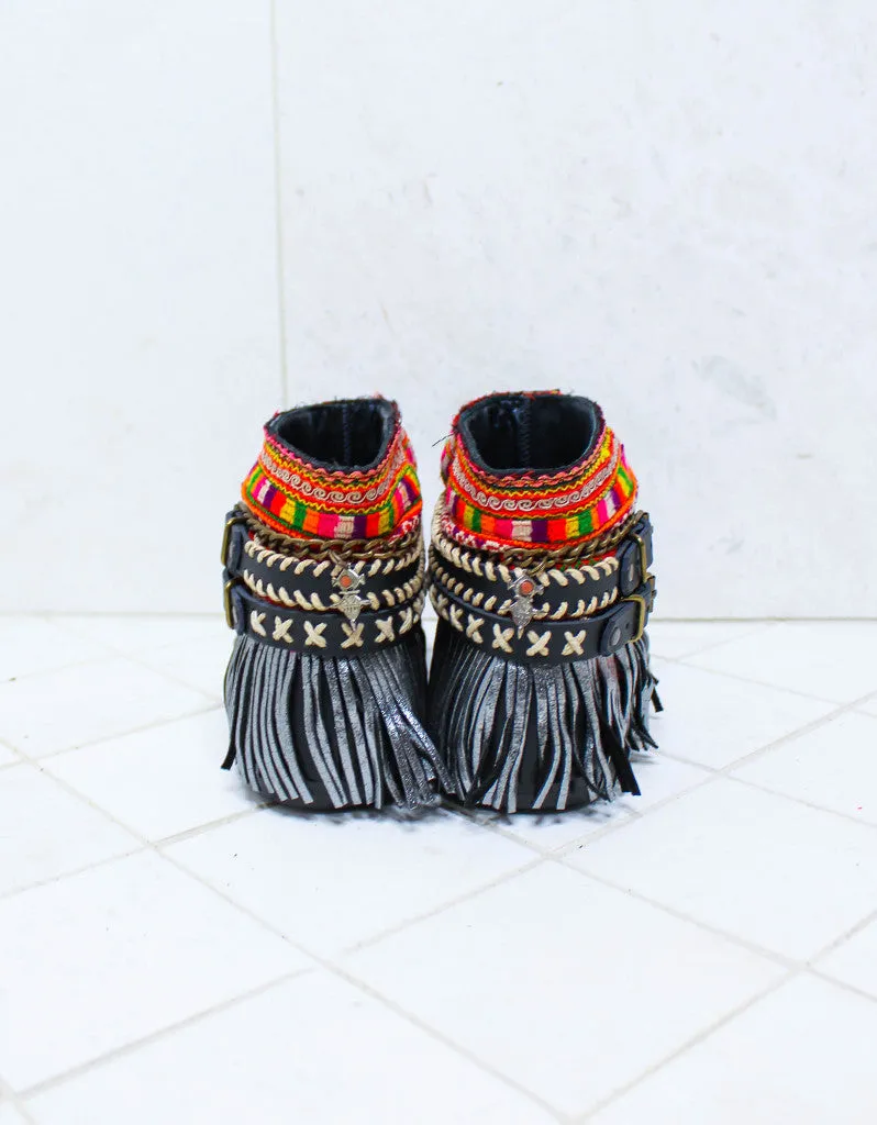 Custom Made Boho Sandals in Black | SIZE 39