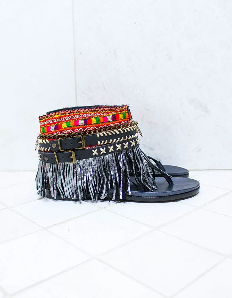 Custom Made Boho Sandals in Black | SIZE 39