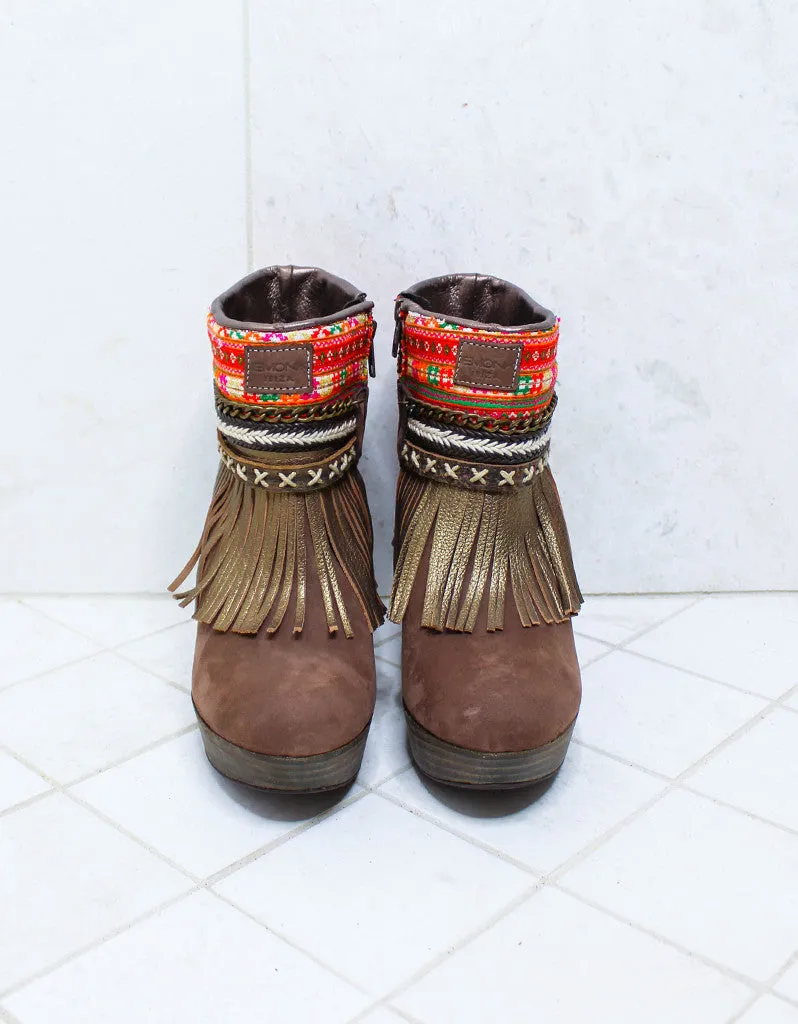 Custom Made High Heel Boho Boots in Brown | SIZE 40