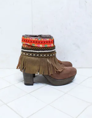 Custom Made High Heel Boho Boots in Brown | SIZE 40