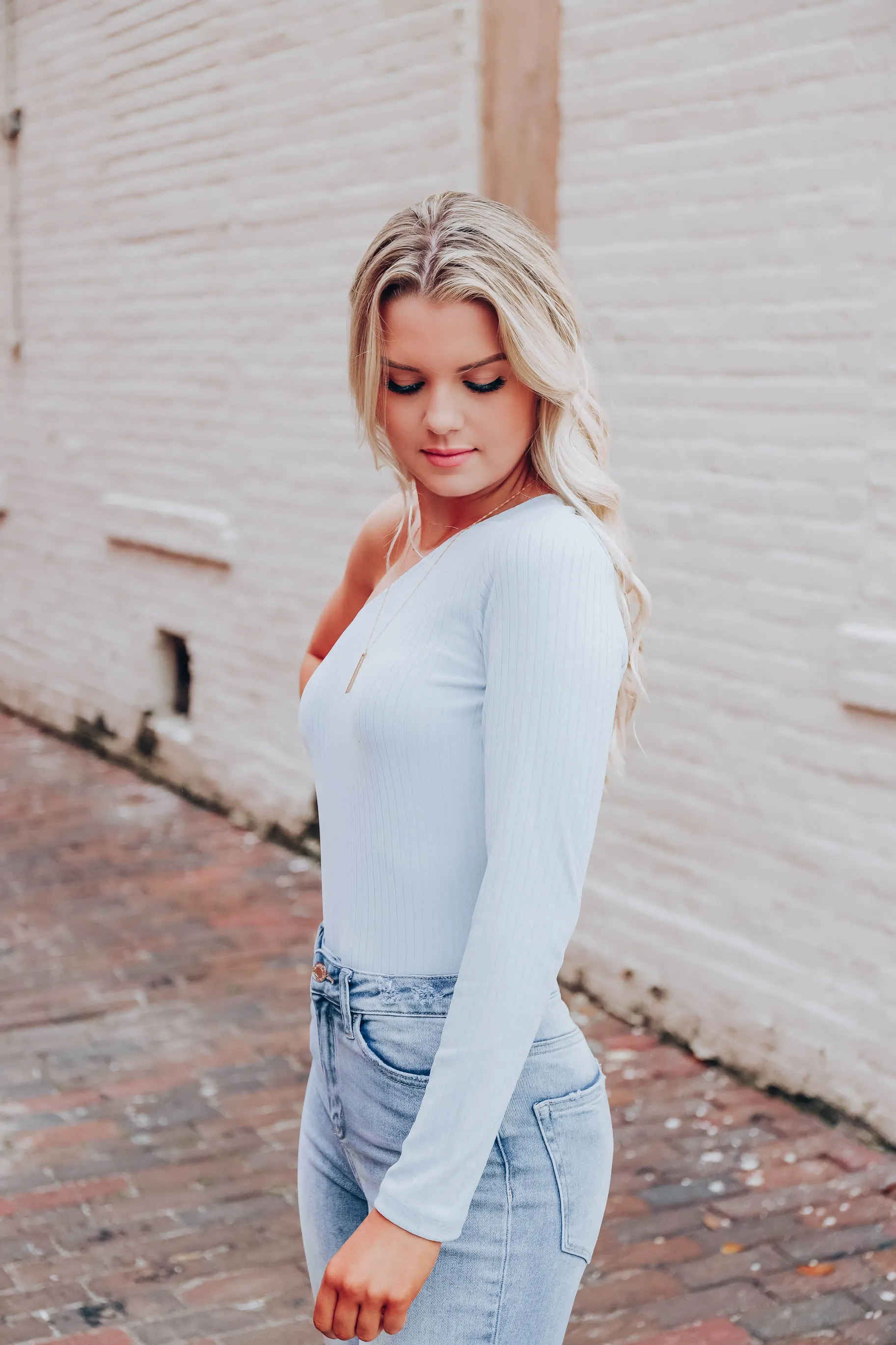 Cyan One Shoulder Top - Blue