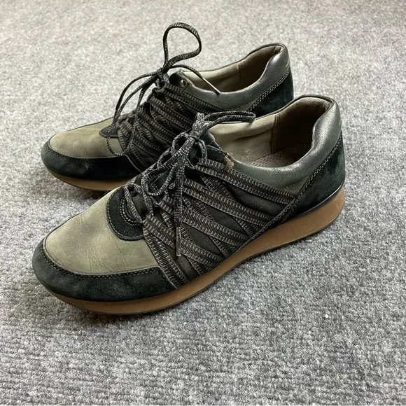 DANSKO Womens Gabi Burnished Nubuck Black/green Sneakers Lace Up sz: 38 US 7.5/8