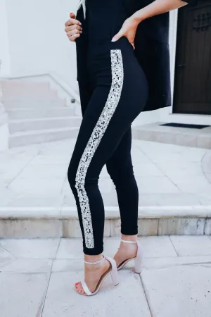 Dazzling Skinny Ankle Pants - Silver