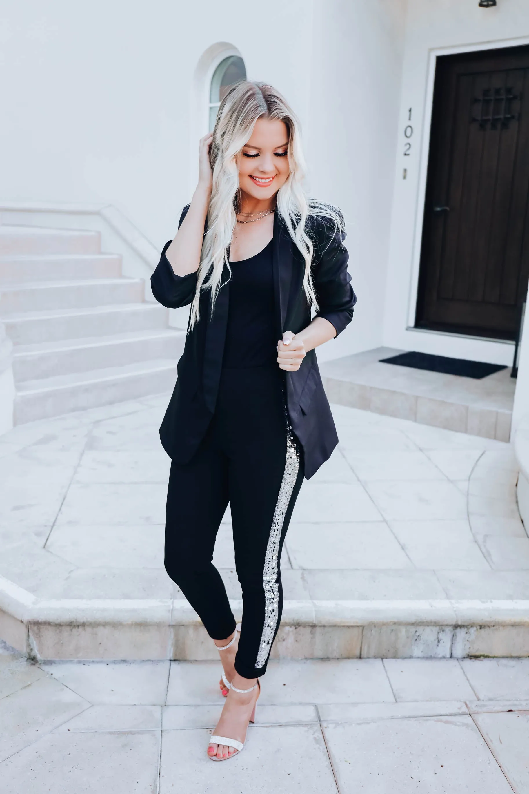 Dazzling Skinny Ankle Pants - Silver