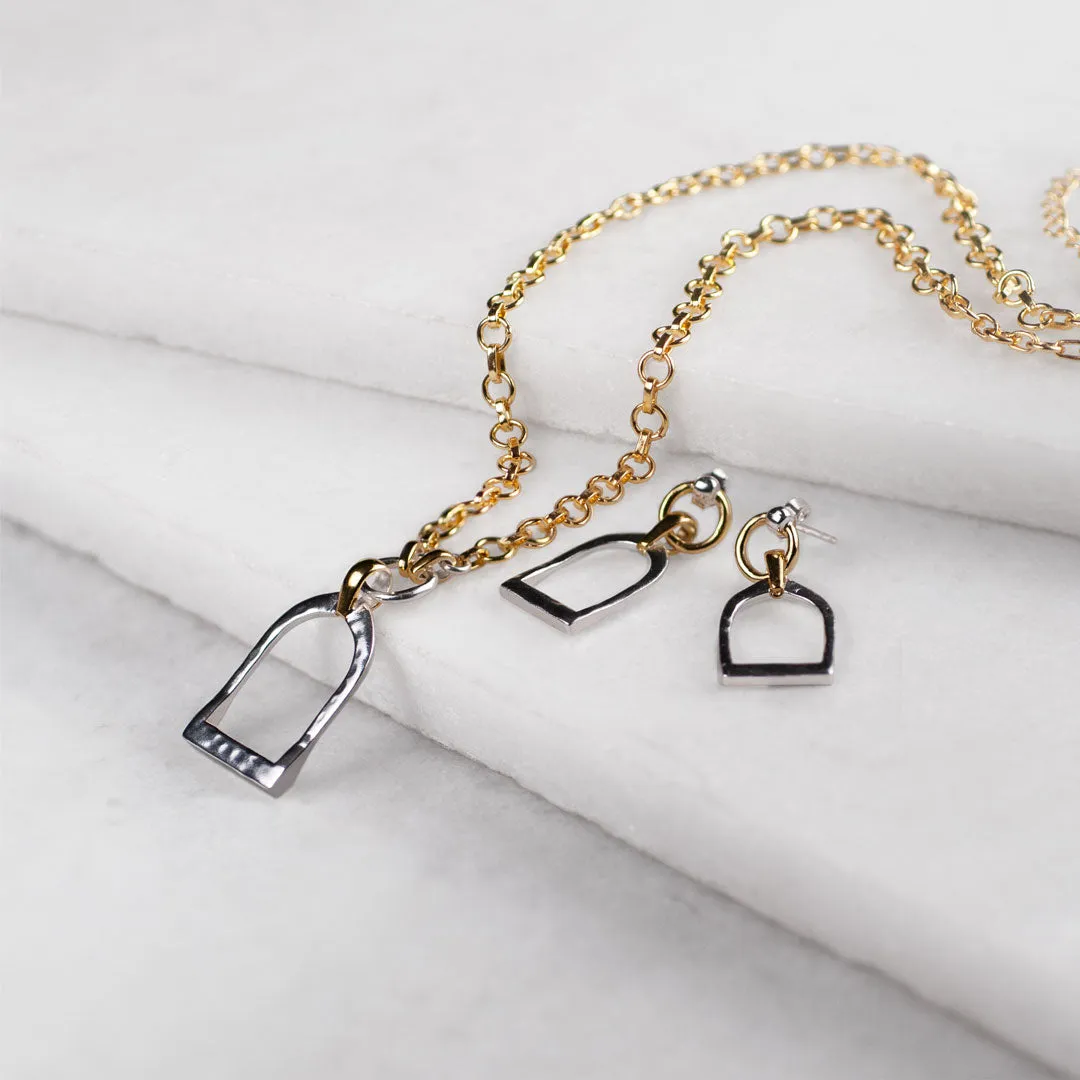 Denby - Two Tone 14K Gold on Sterling Silver Stirrup Necklace