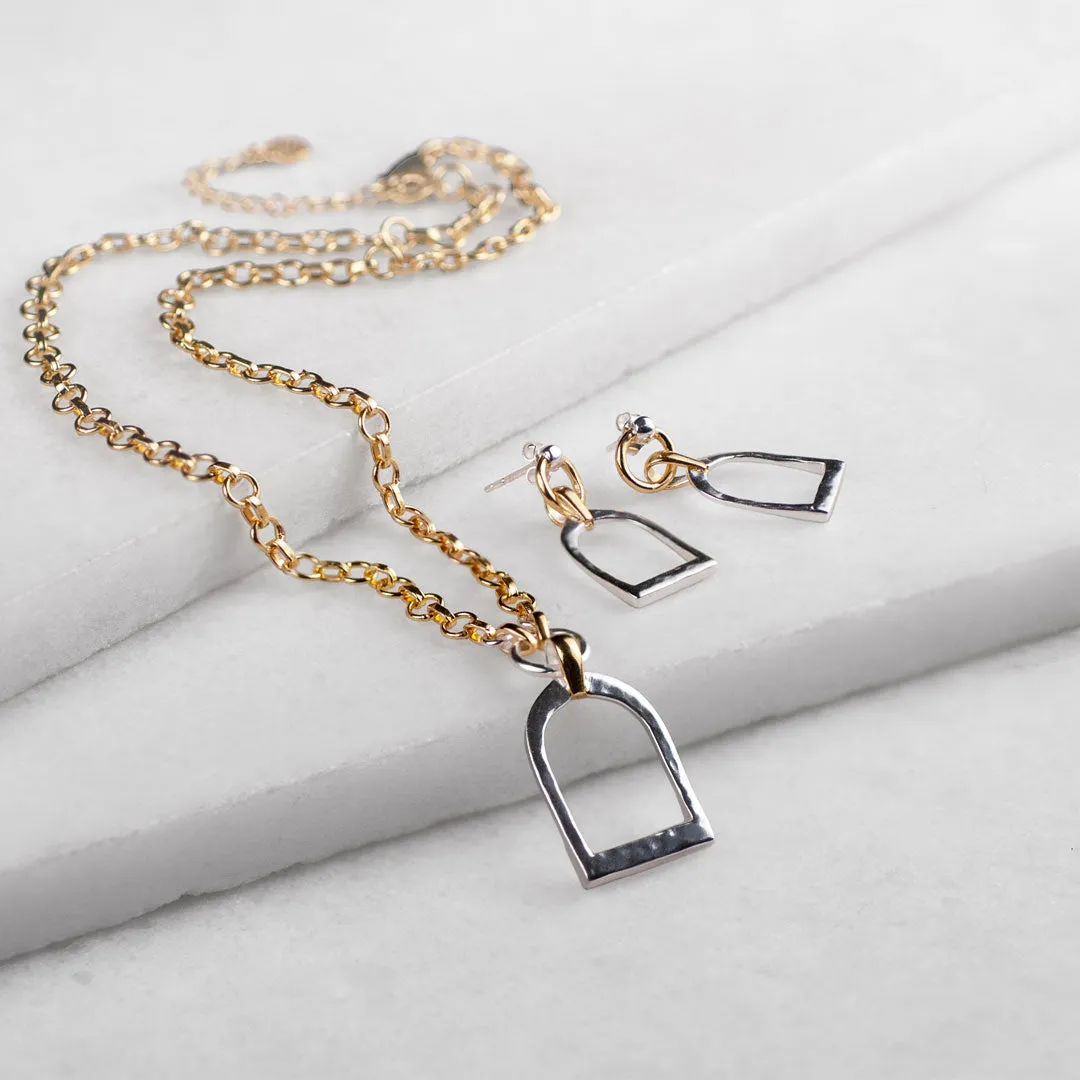 Denby - Two Tone 14K Gold on Sterling Silver Stirrup Necklace