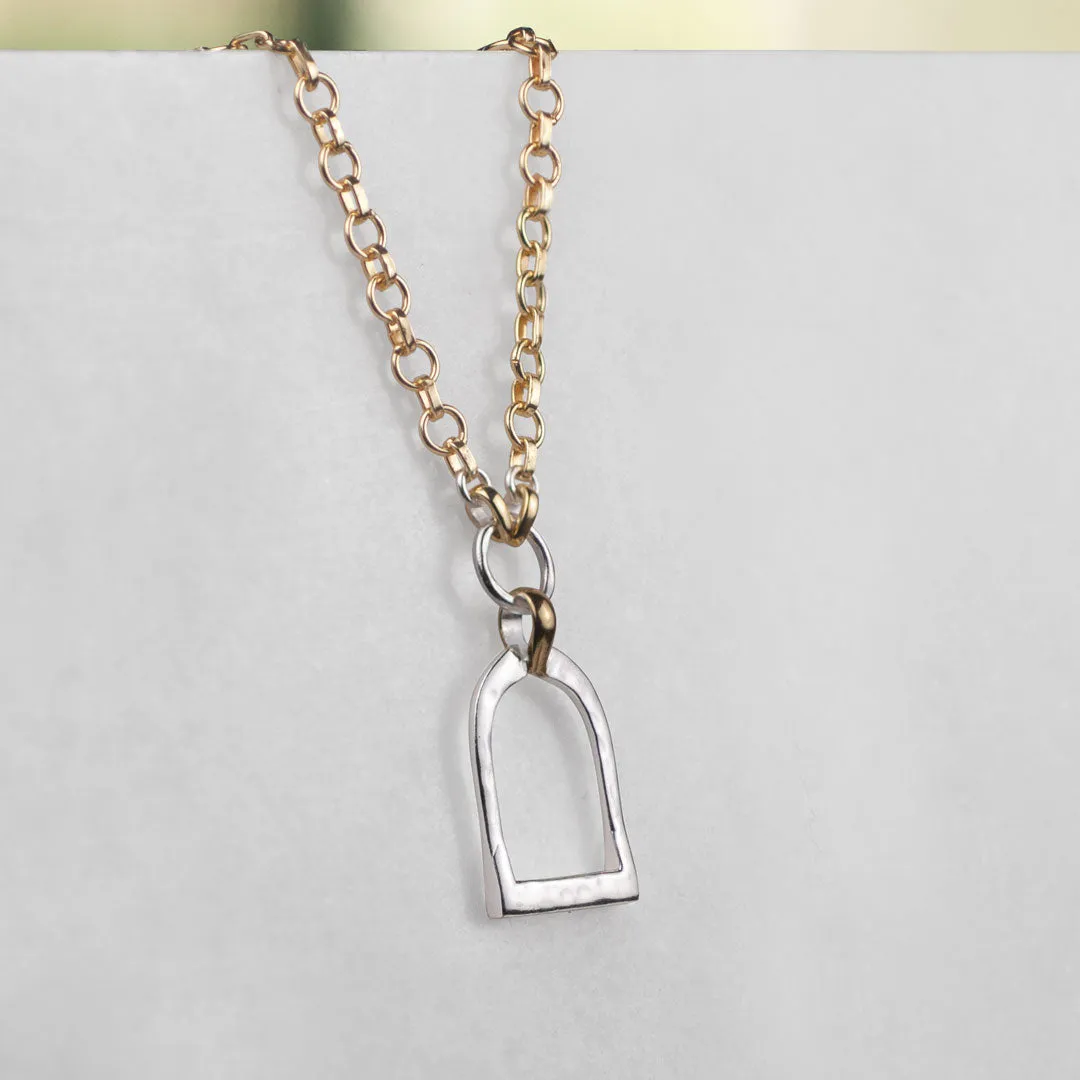 Denby - Two Tone 14K Gold on Sterling Silver Stirrup Necklace