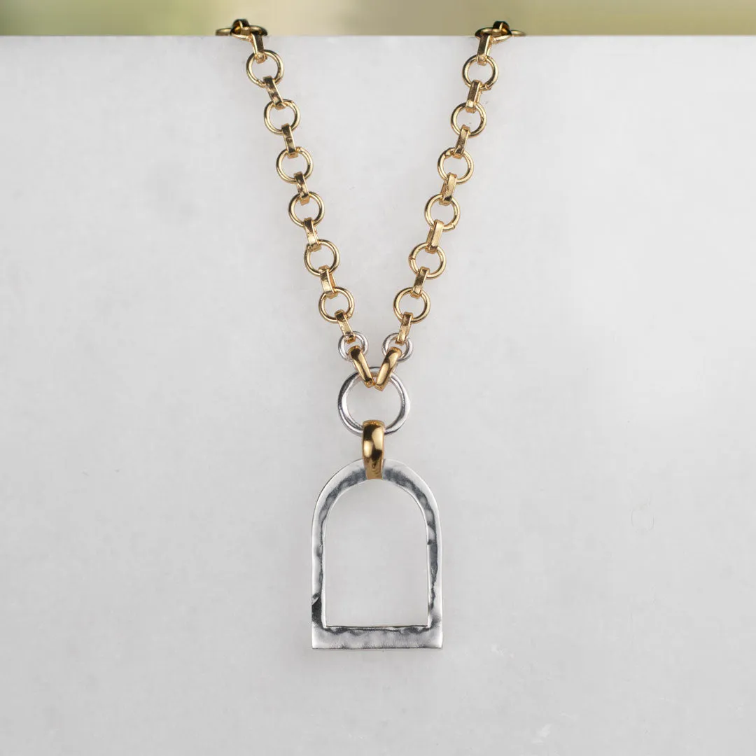 Denby - Two Tone 14K Gold on Sterling Silver Stirrup Necklace