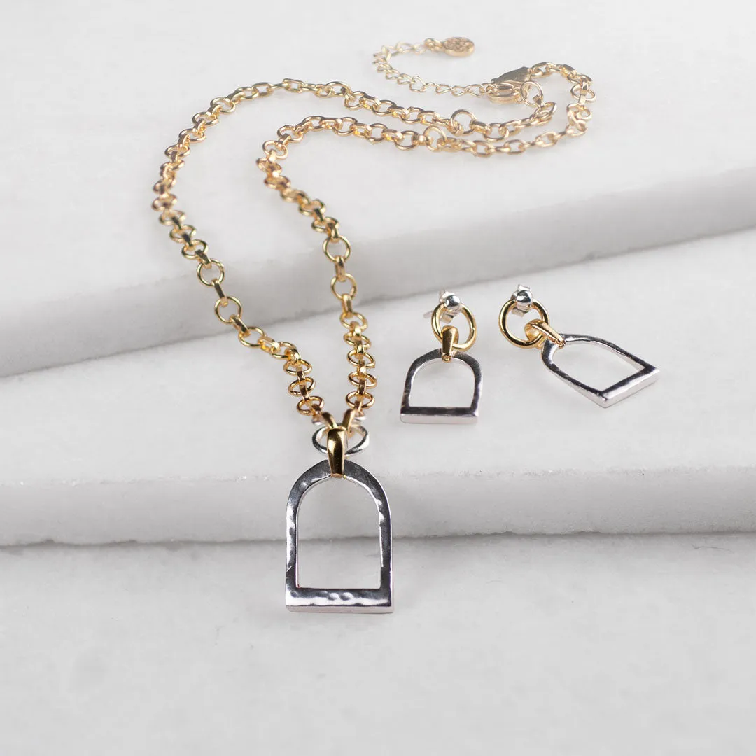 Denby - Two Tone 14K Gold on Sterling Silver Stirrup Necklace