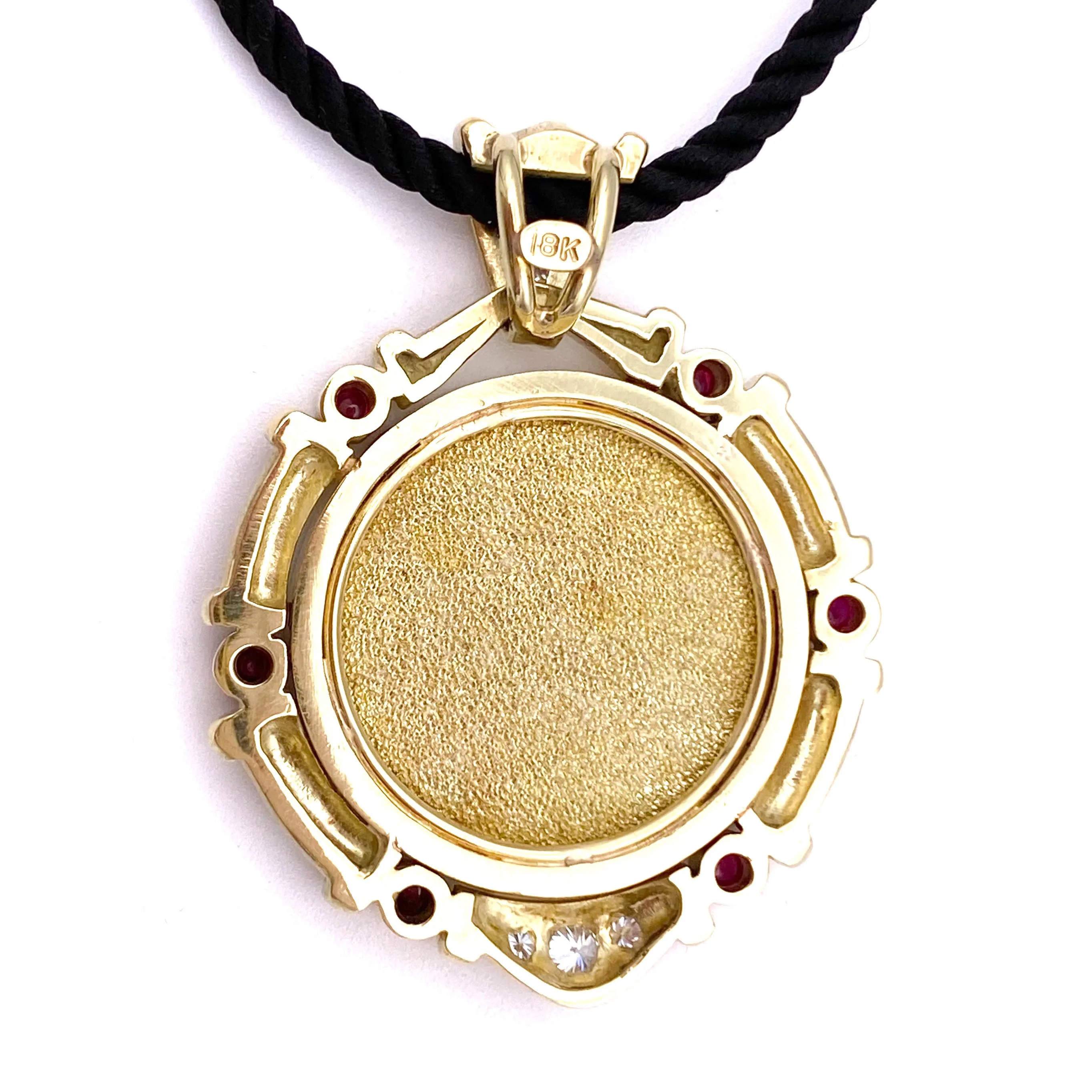 Diamond & Ruby Trois Chevaux Necklace, 18k Gold