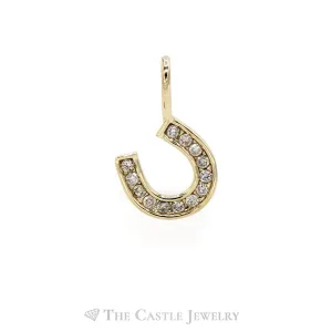 Diamond Horseshoe Pendant in 14k