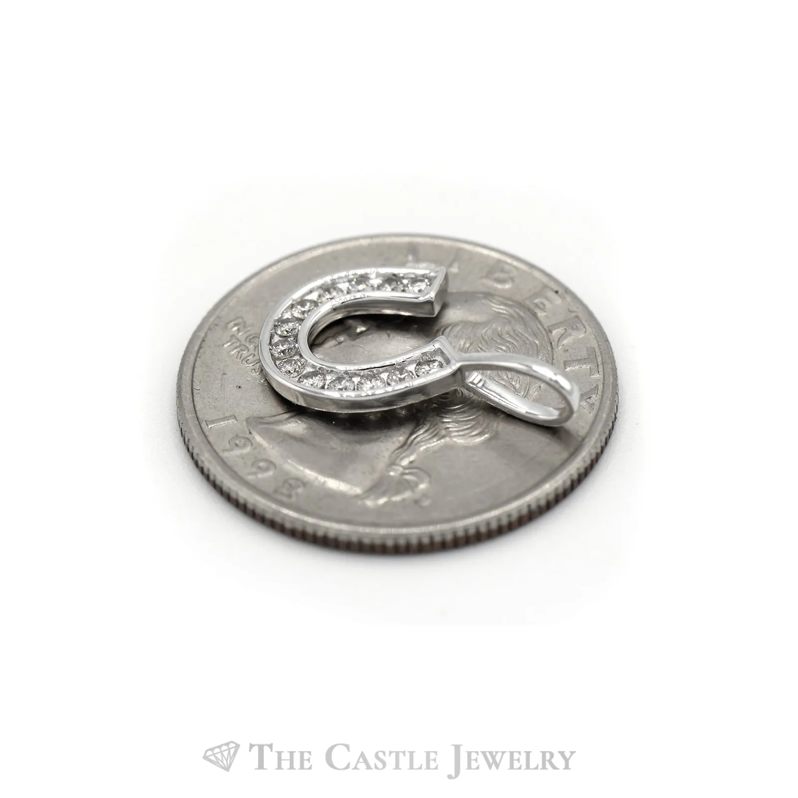 Diamond Horseshoe Pendant in 14k