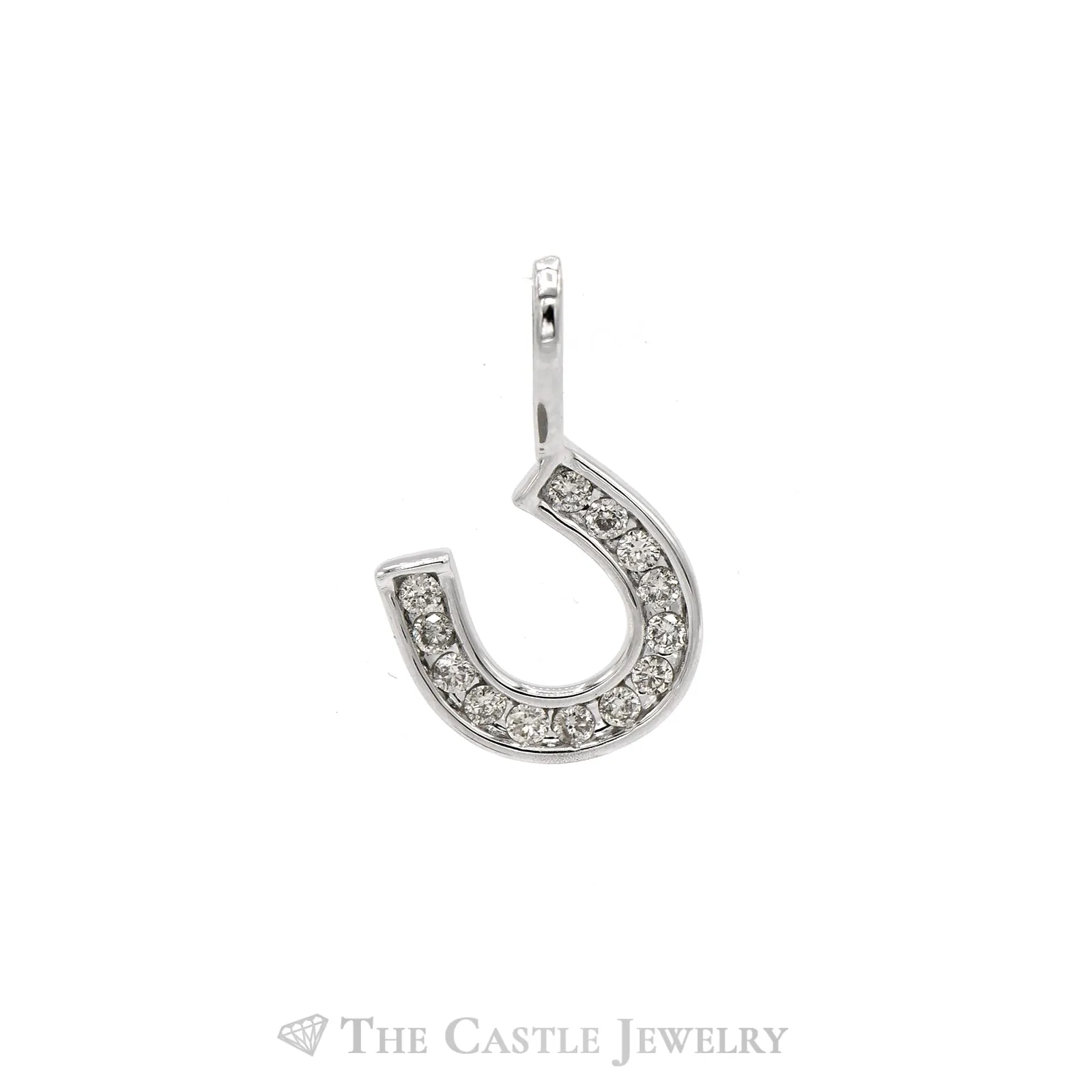 Diamond Horseshoe Pendant in 14k