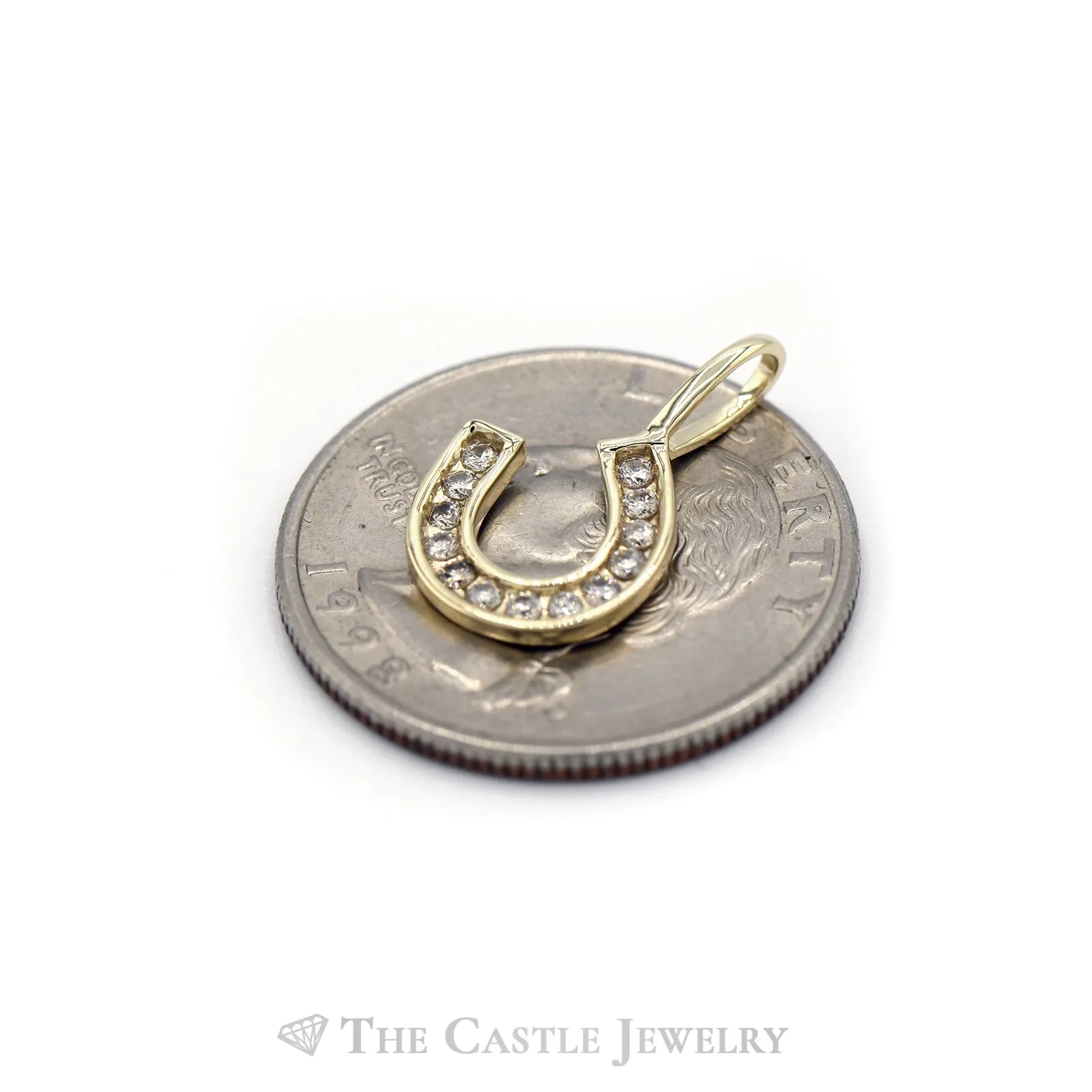 Diamond Horseshoe Pendant in 14k