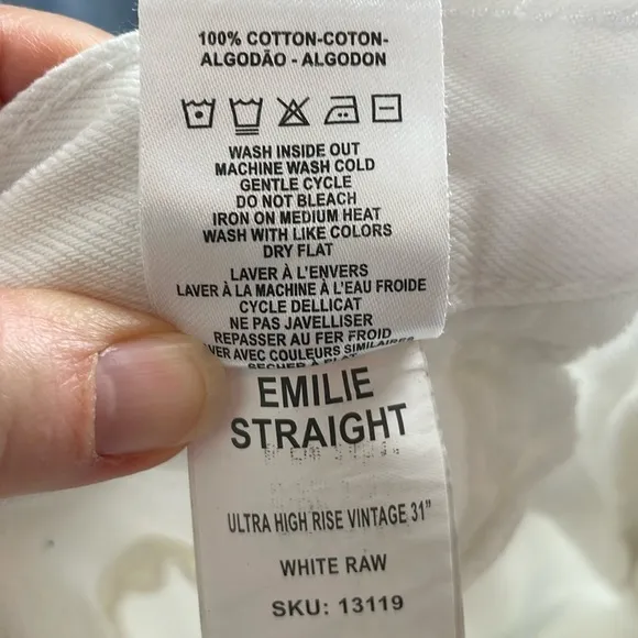 DL1961 Women's Emilie Straight Ultra High Rise Vintage 31&quot; White Jeans - Size 30