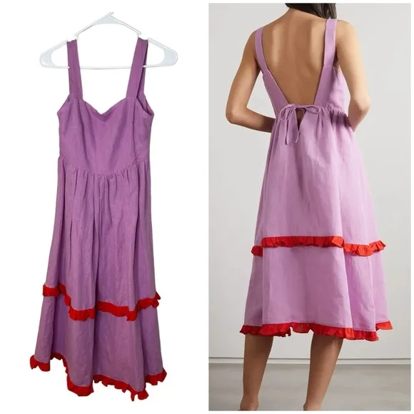 DORA LARSEN x ANTHROPOLOGIE Alma Ruffled Linen And Cotton Nightdress