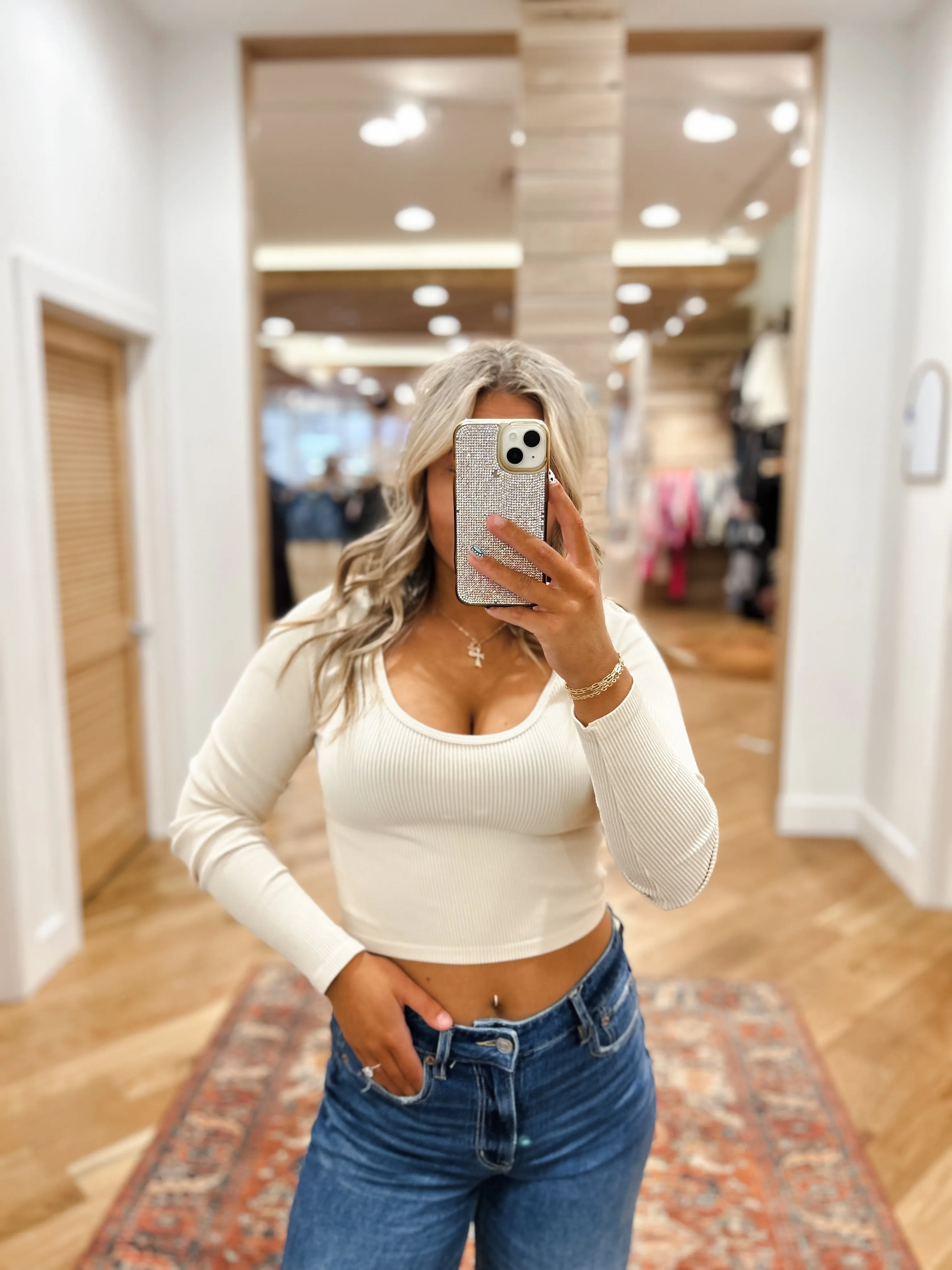 Easy Comfy Crop Knit ECRU Top