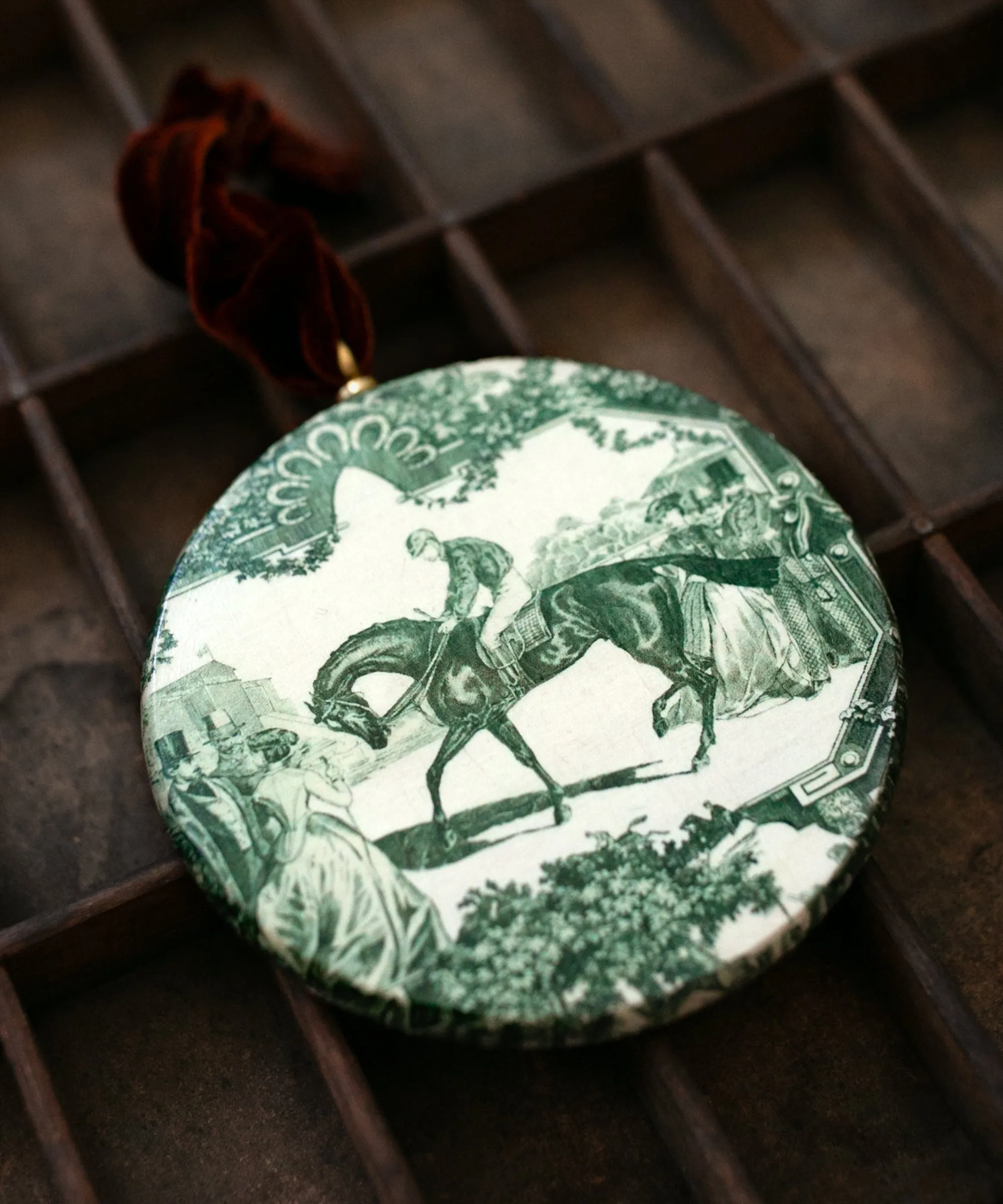 Equestrian Toile Ornament | Green