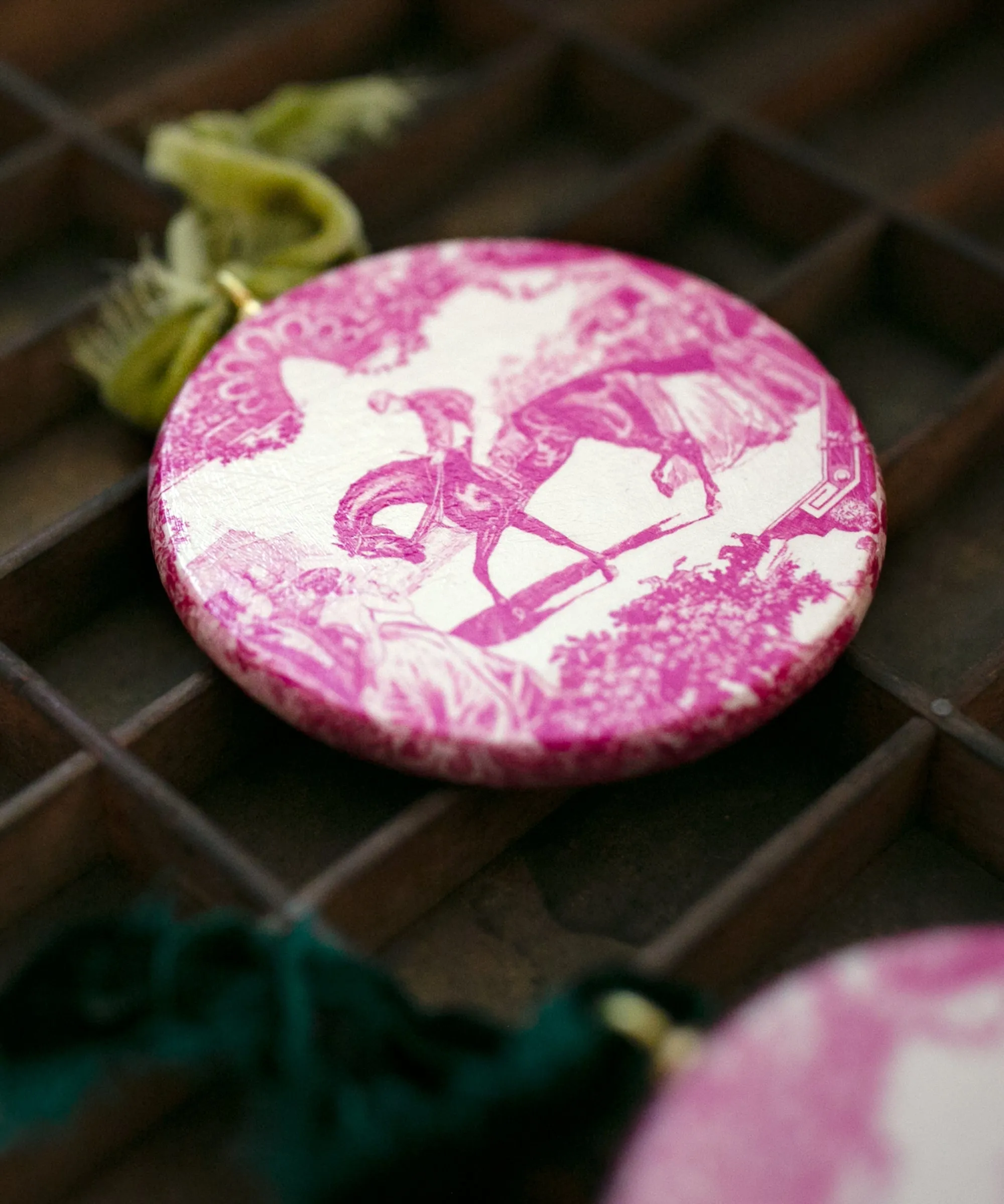 Equestrian Toile Ornament | Pink