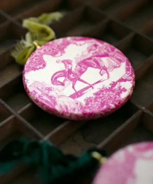 Equestrian Toile Ornament | Pink
