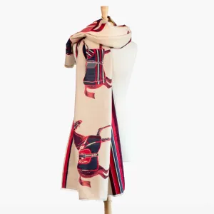 Equus -  Crimson Equestrian Motif Luxe Shawl