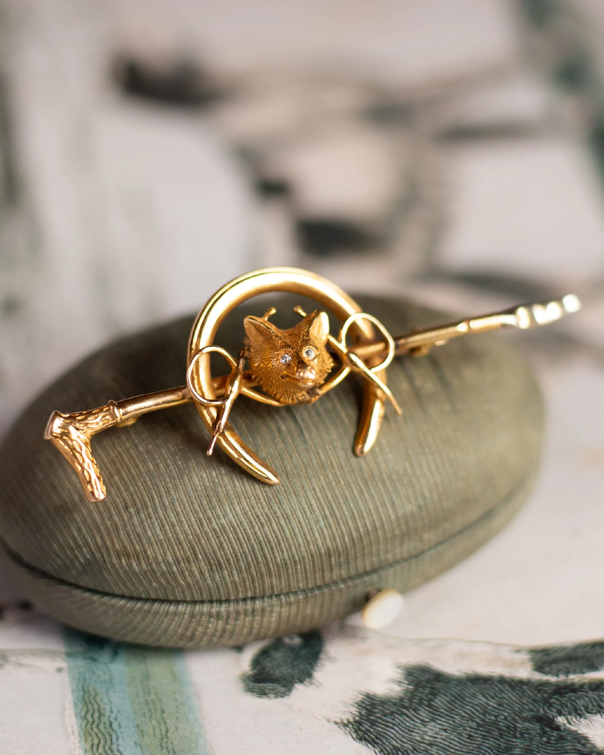 Estate 14K Gold and Diamond Stock Pin