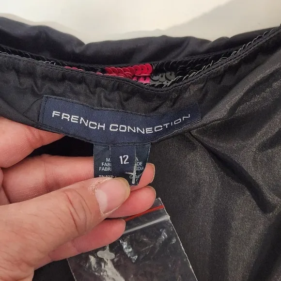 French Connection Sequined Mini Skirt Pink Black Sz 12