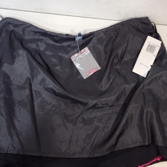 French Connection Sequined Mini Skirt Pink Black Sz 12