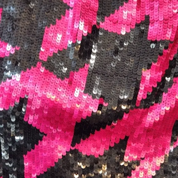 French Connection Sequined Mini Skirt Pink Black Sz 12