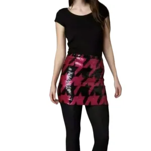 French Connection Sequined Mini Skirt Pink Black Sz 12