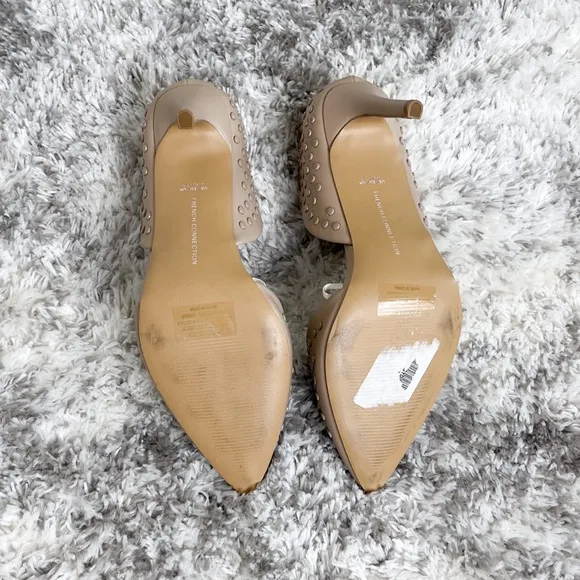 French Connection Studded Beige Heels Size 9