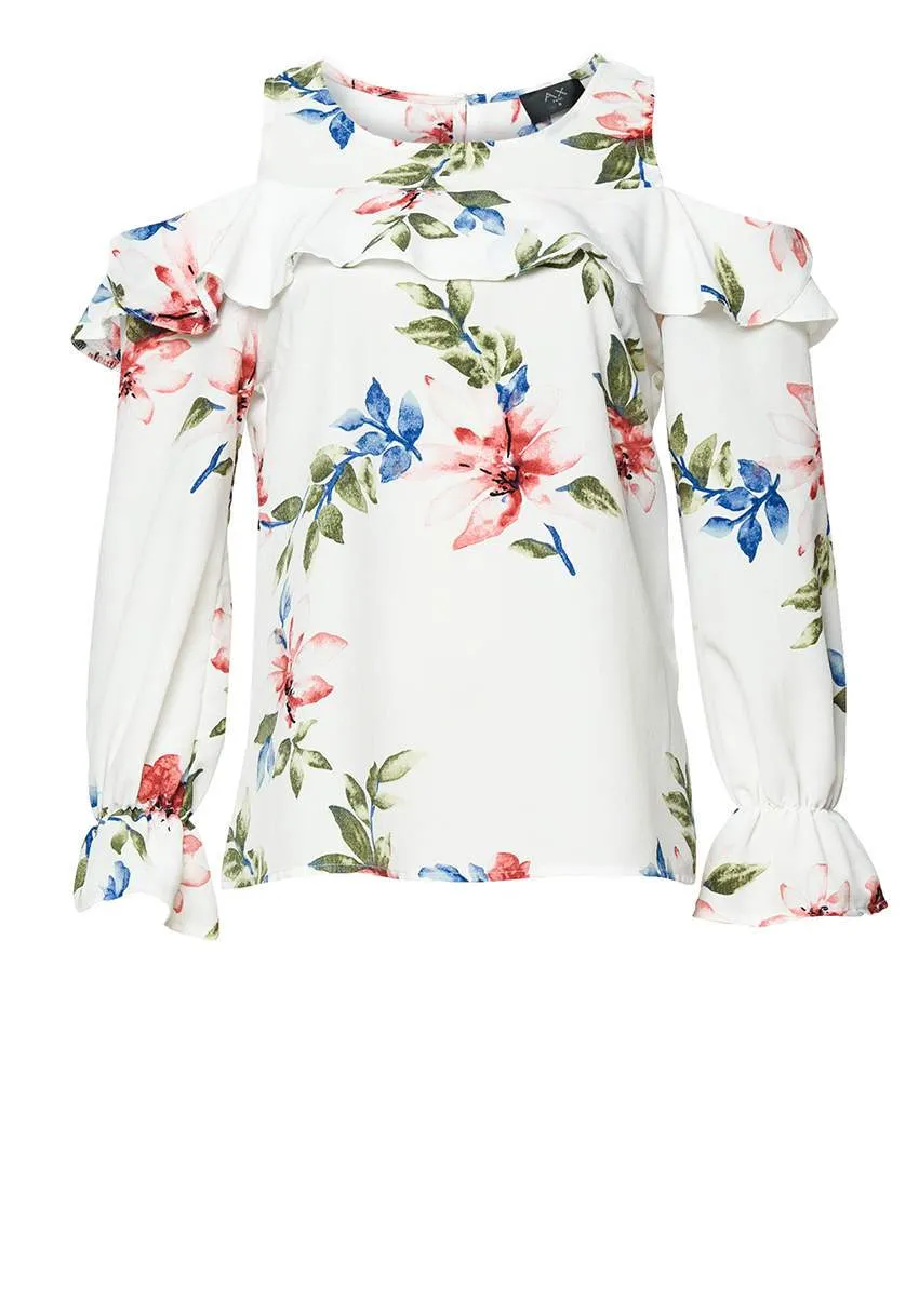 Frill Printed Blouse