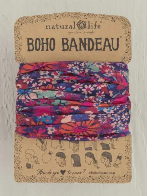 FULL BOHO BANDEAU HEADBAND - DARK RED PINK FLORAL