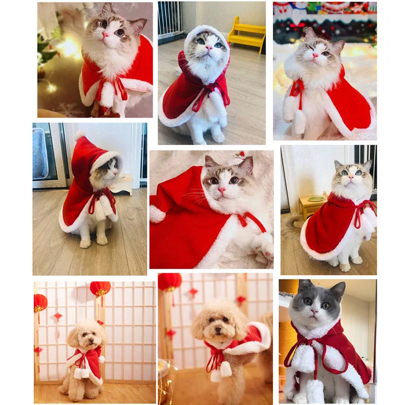 Funny Pet Cloak for Cats Christmas Halloween Cosplay S