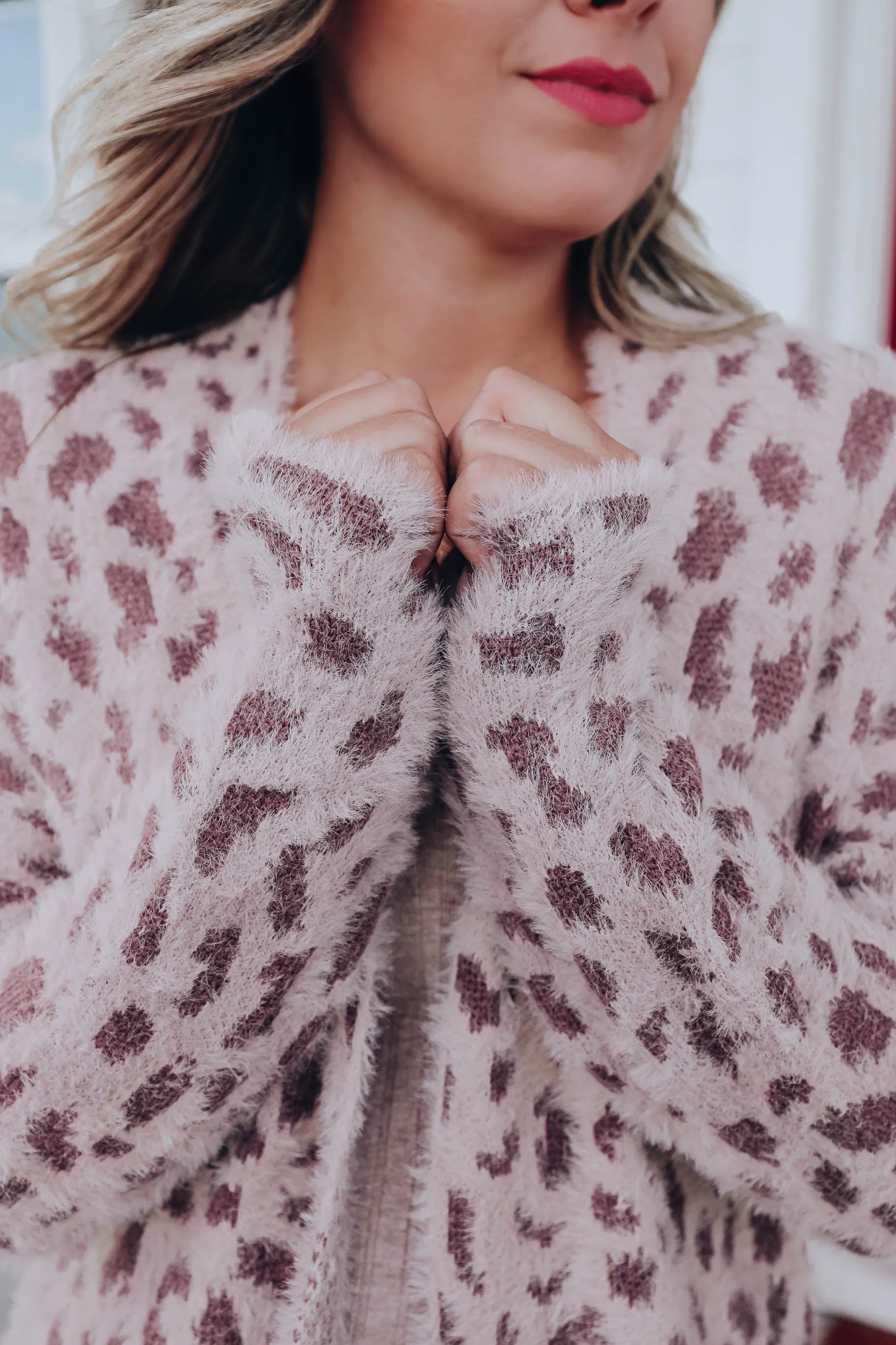 Fuzzy Animal Open Cardigan - Brown