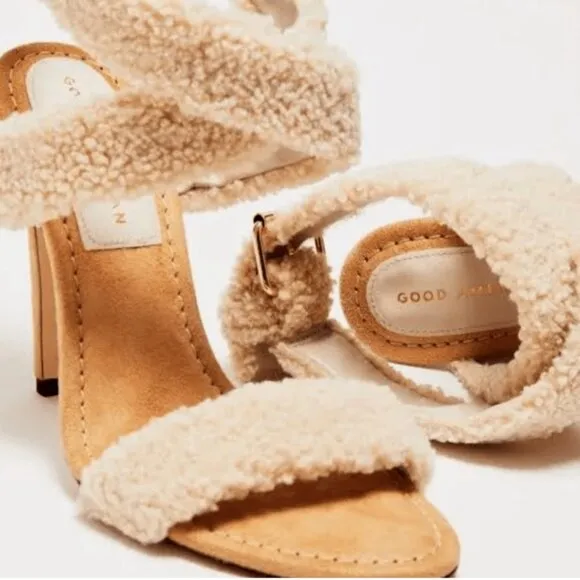 Good American Sherpa Sandals Heels Size 7