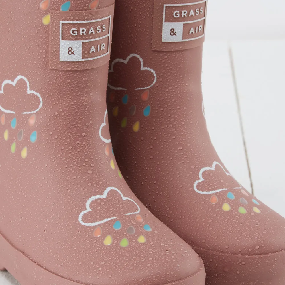 Grass & Air - Rose Colour-Changing Kids Winter Wellies